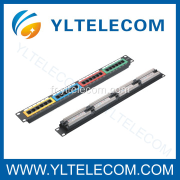 1U 19 pouces 24port(4*6) type de couleur Patch Panel CAT 5e et Cat.6